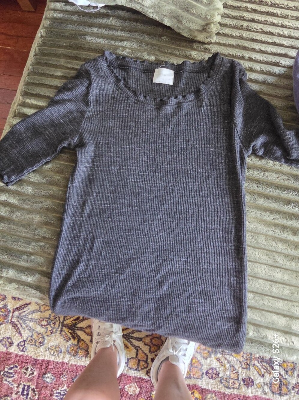 T.La Gray Ribbed Scoopneck Sweater